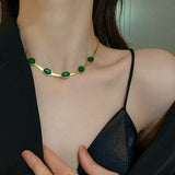 women fashion crystal pendant necklace close view