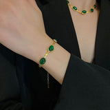 gold plated crystal pendant necklace with bracelet